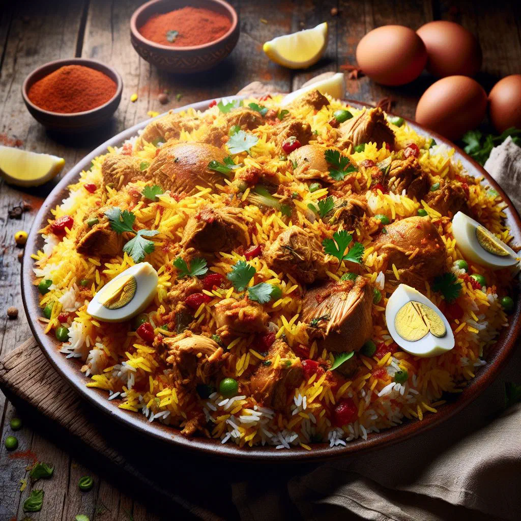 Swahili biryani with spiced rice, tender meat and fresh coriander