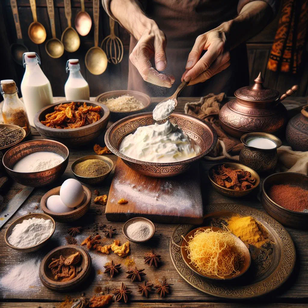 Small round balls of dried Kyrgyz kurut cheese on a rustic surface