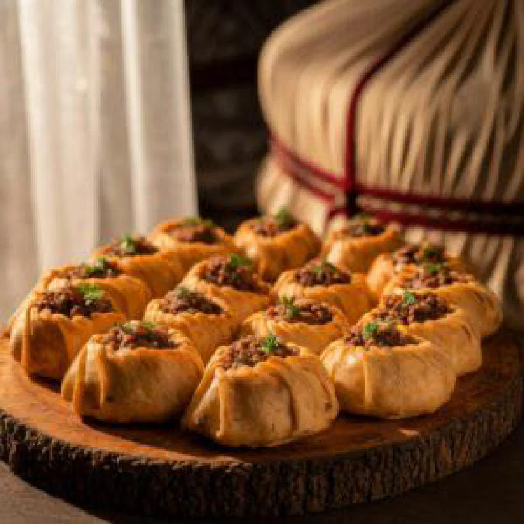 Golden pan-fried Maksym dough parcels with a savoury meat filling