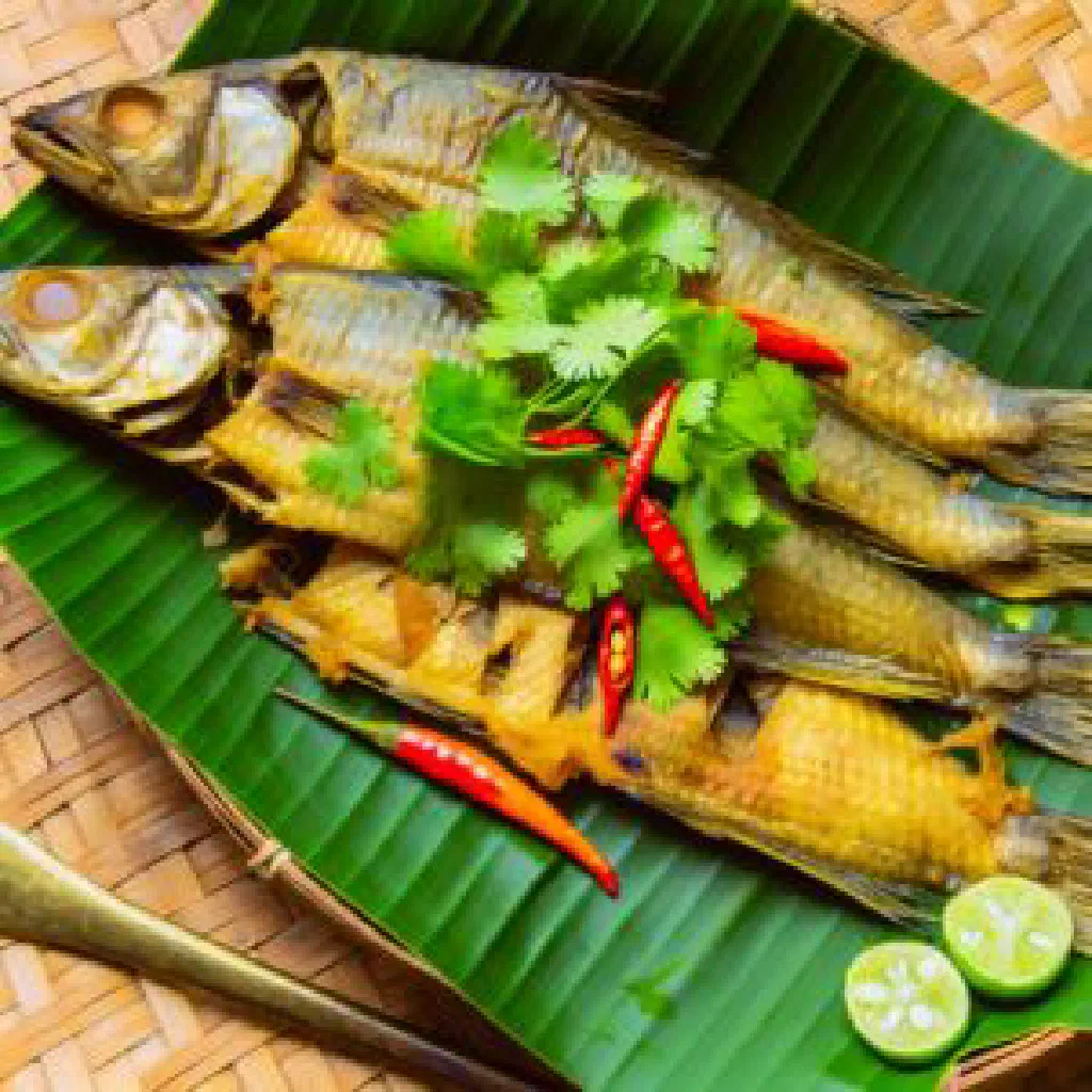 Fresh Phan Pa rice paper rolls with fish and herbs, served with dipping sauce
