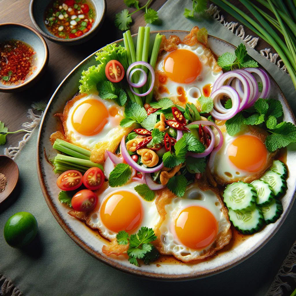 Laotian Yam Kai Dao chicken salad with fresh herbs, red onion and lime dressing