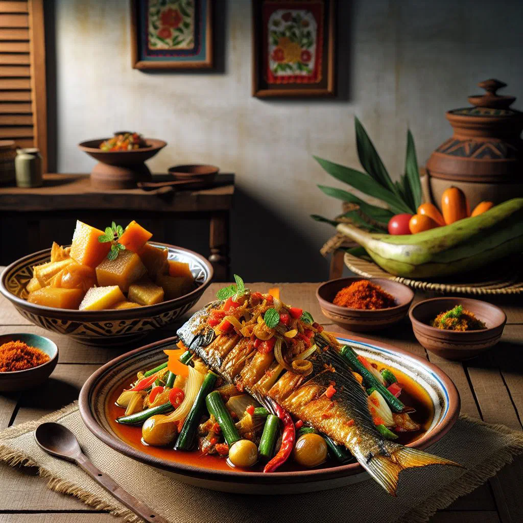 Baked Lebanese samak tajen fish fillets in tomato and onion sauce garnished with parsley