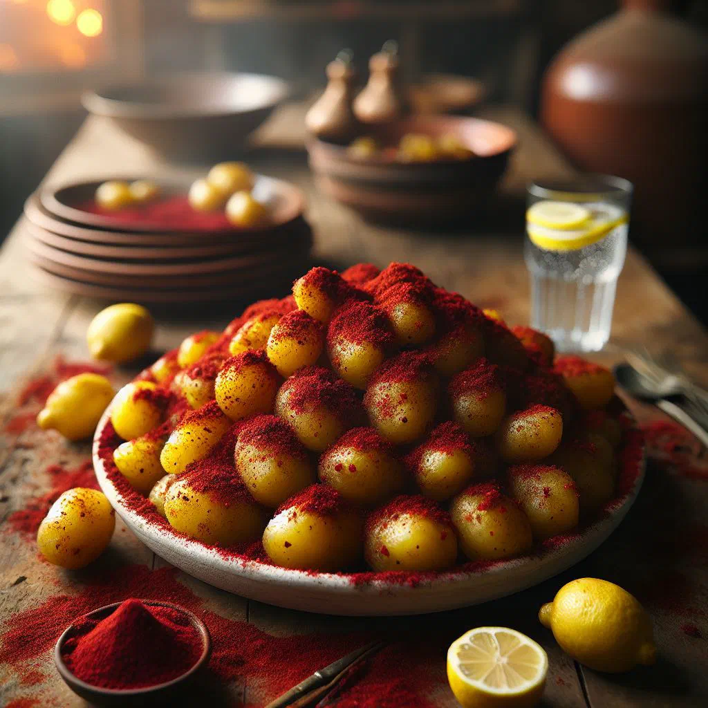 Sumac potatoes garnished with fresh parsley on a plate