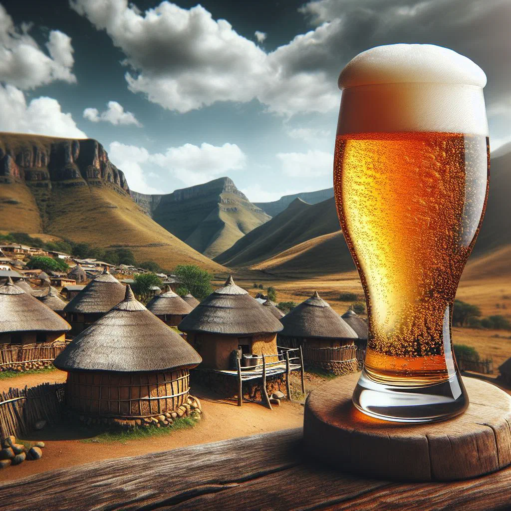 A jug of creamy maize-based Basotho Ale served in a rustic cup