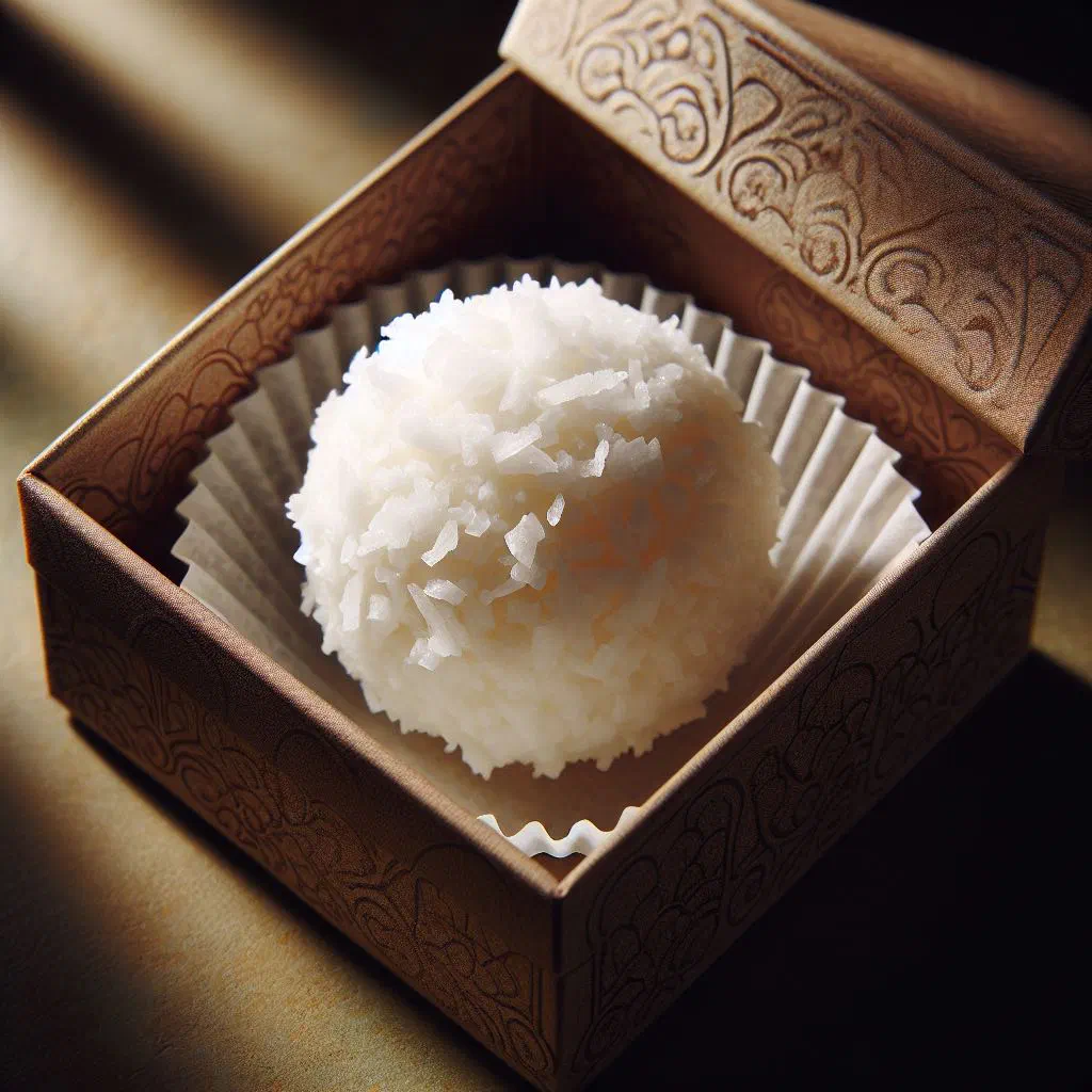 Golden pieces of Liberian coconut candy on a plate