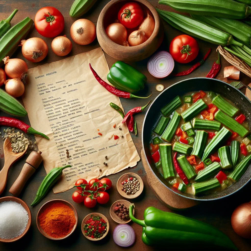 Liberian okra stew with tender meat and chilli in a bowl