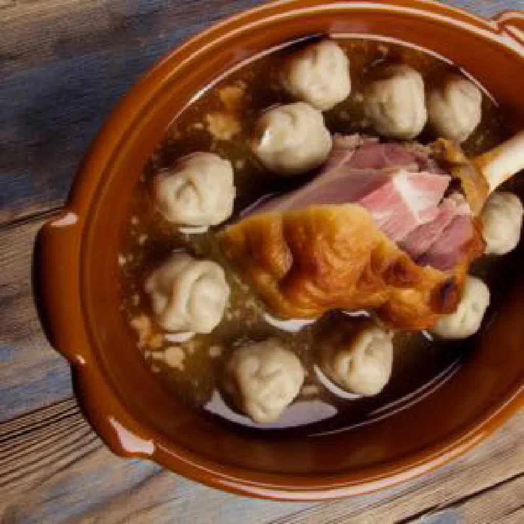 Hafalaab with potatoes, melted cheese and crispy bacon garnished with fresh herbs