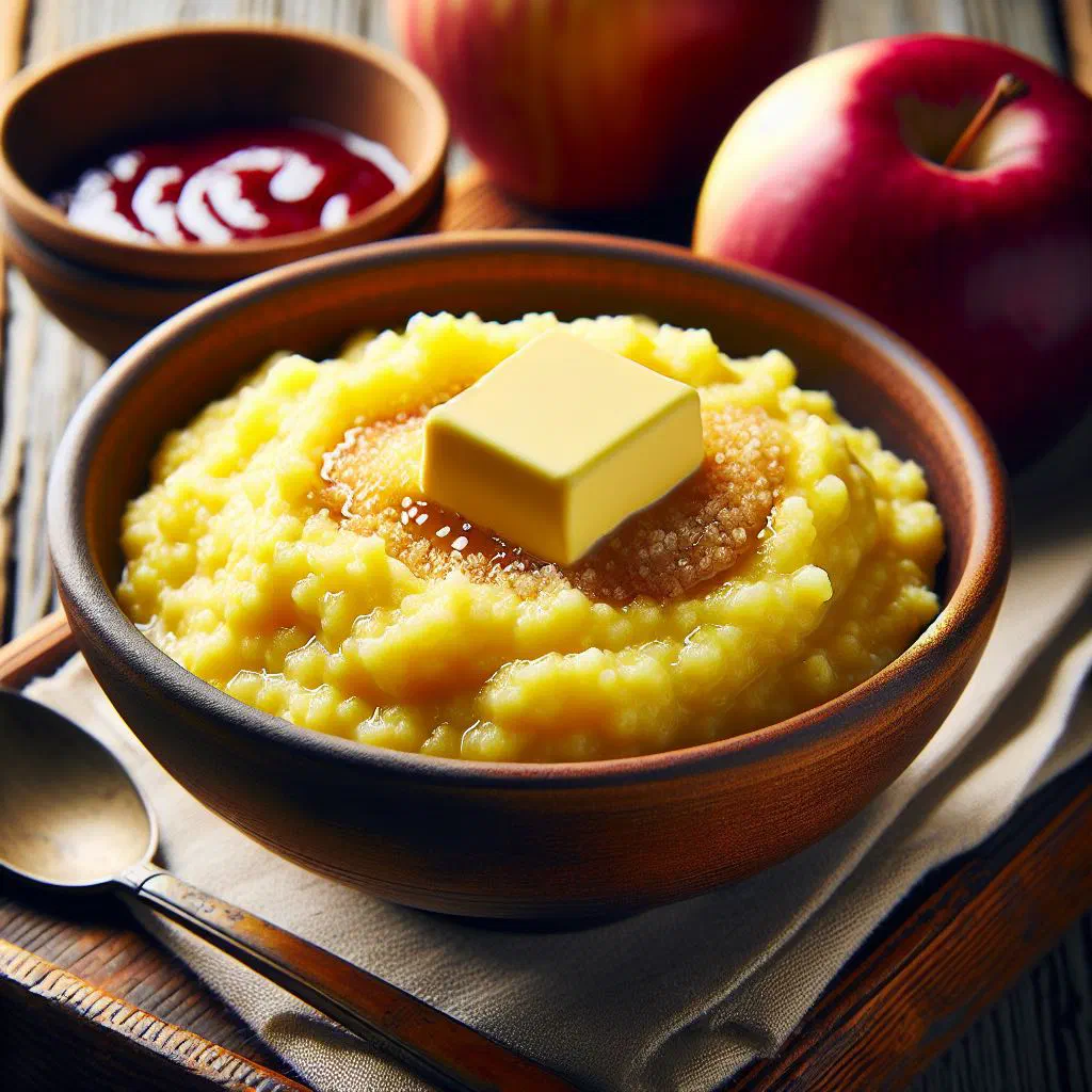 Golden pan-fried riebel cornmeal crumbs served on a plate