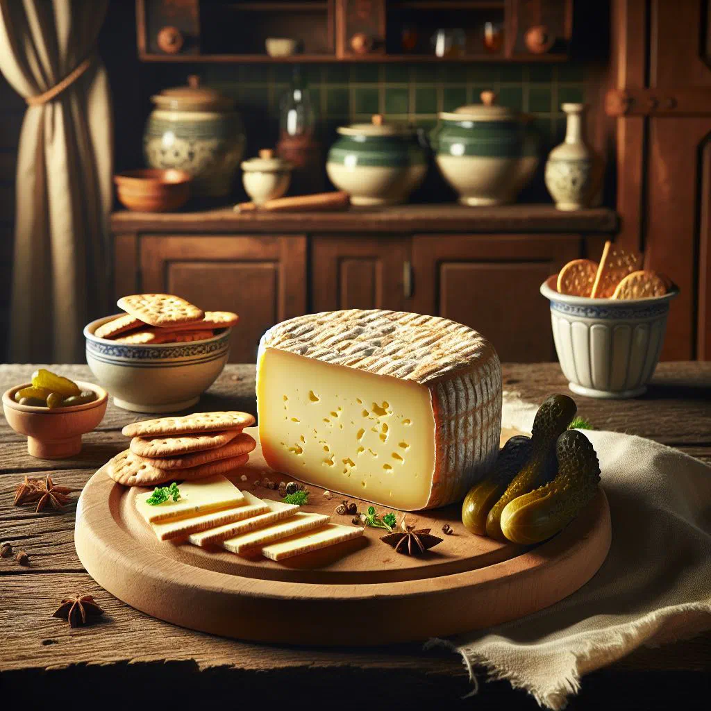 Creamy Sauerkäs sour cheese with fresh herbs on rustic bread