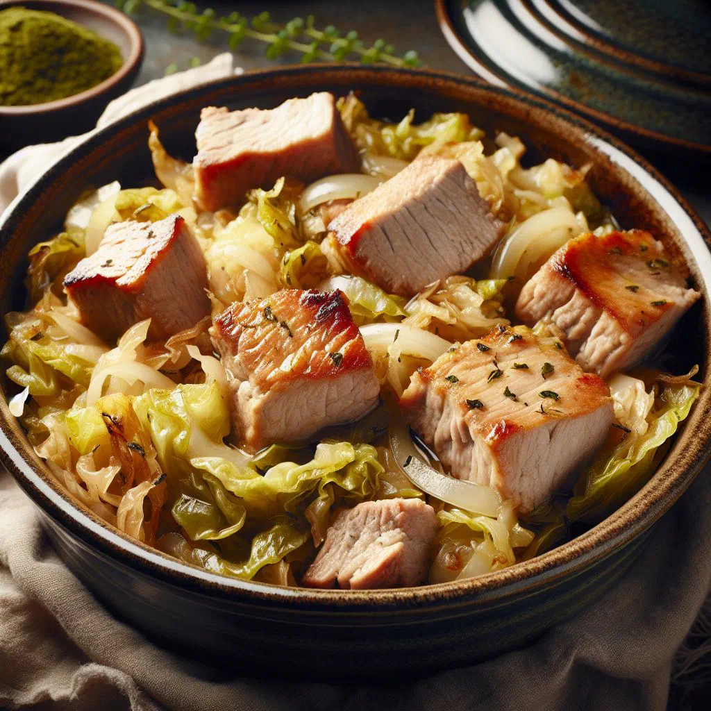Roasted pork knuckle served with tangy sauerkraut and fresh dill