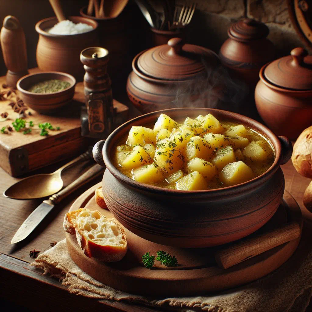 Creamy Luxembourgish potato soup in a deep bowl topped with fresh parsley