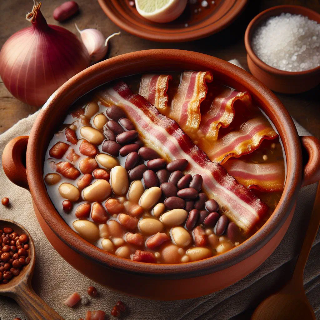 Bowl of Luxembourgish bean soup with vegetables and fresh parsley