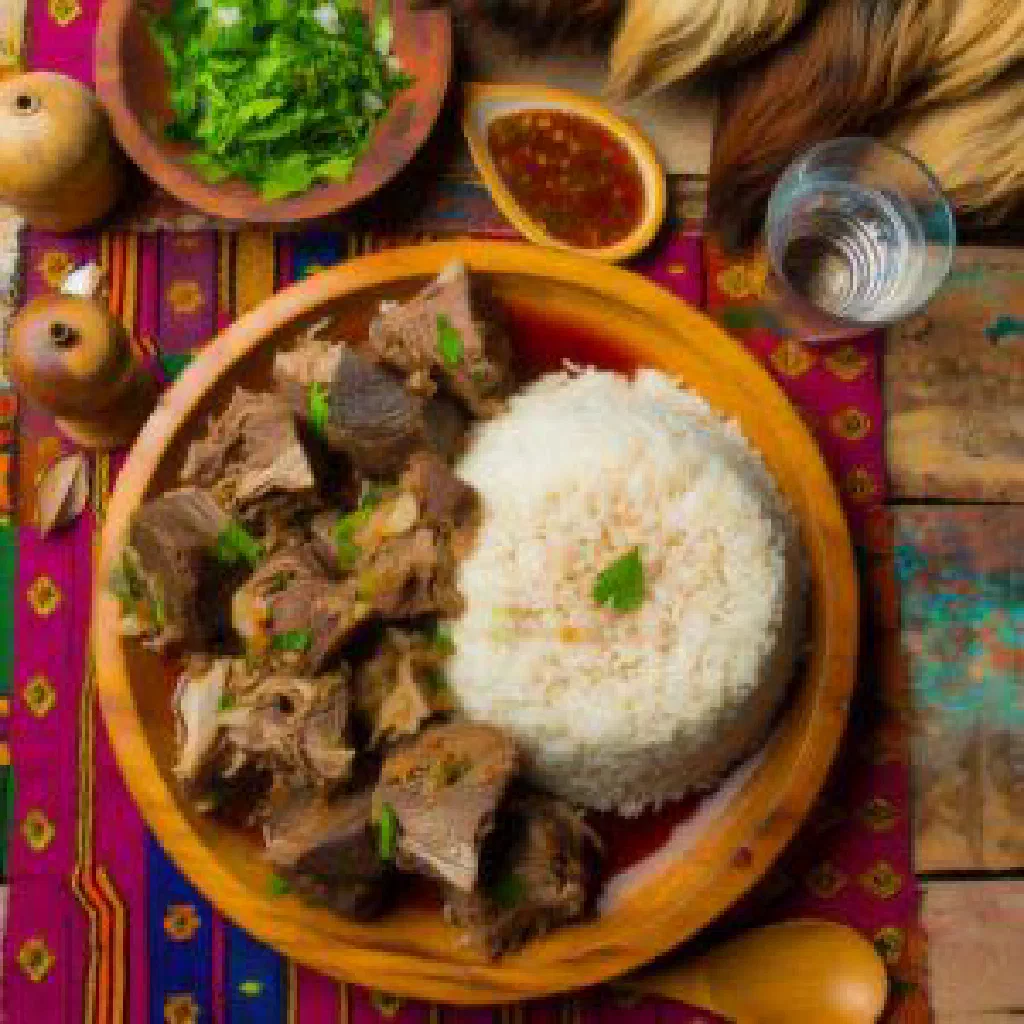 Tender beef in a spiced sauce served with fragrant rice