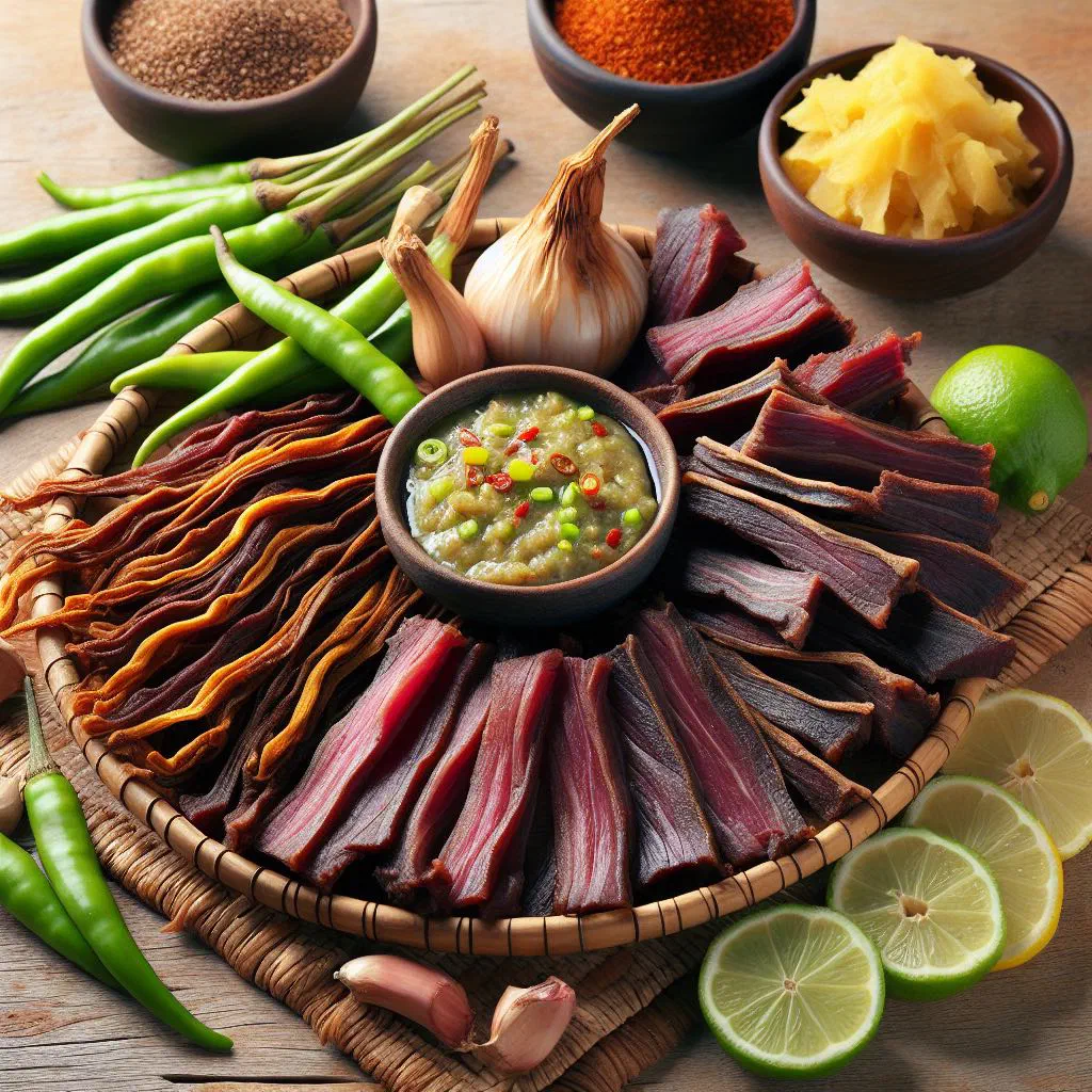 Grilled marinated beef served with a fresh ginger and garlic relish