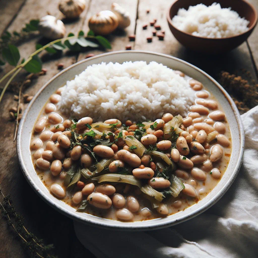 Green beans simmered with fresh coconut in a bowl