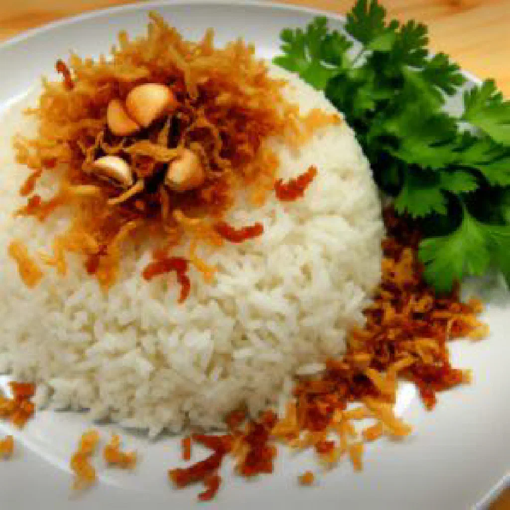 A bowl of Vary amin'anana, rice cooked with fresh leafy greens
