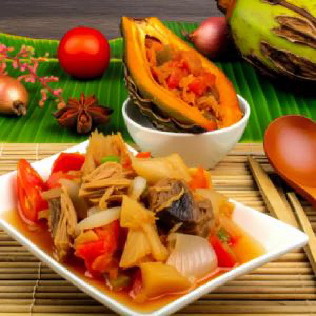 Voatsindry noodles with colourful vegetables in a creamy coconut sauce