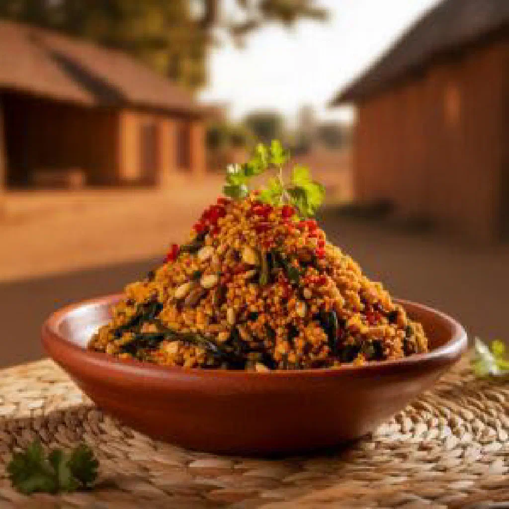 Firm maize-and-groundnut Zikanda shaped into portions in a bowl