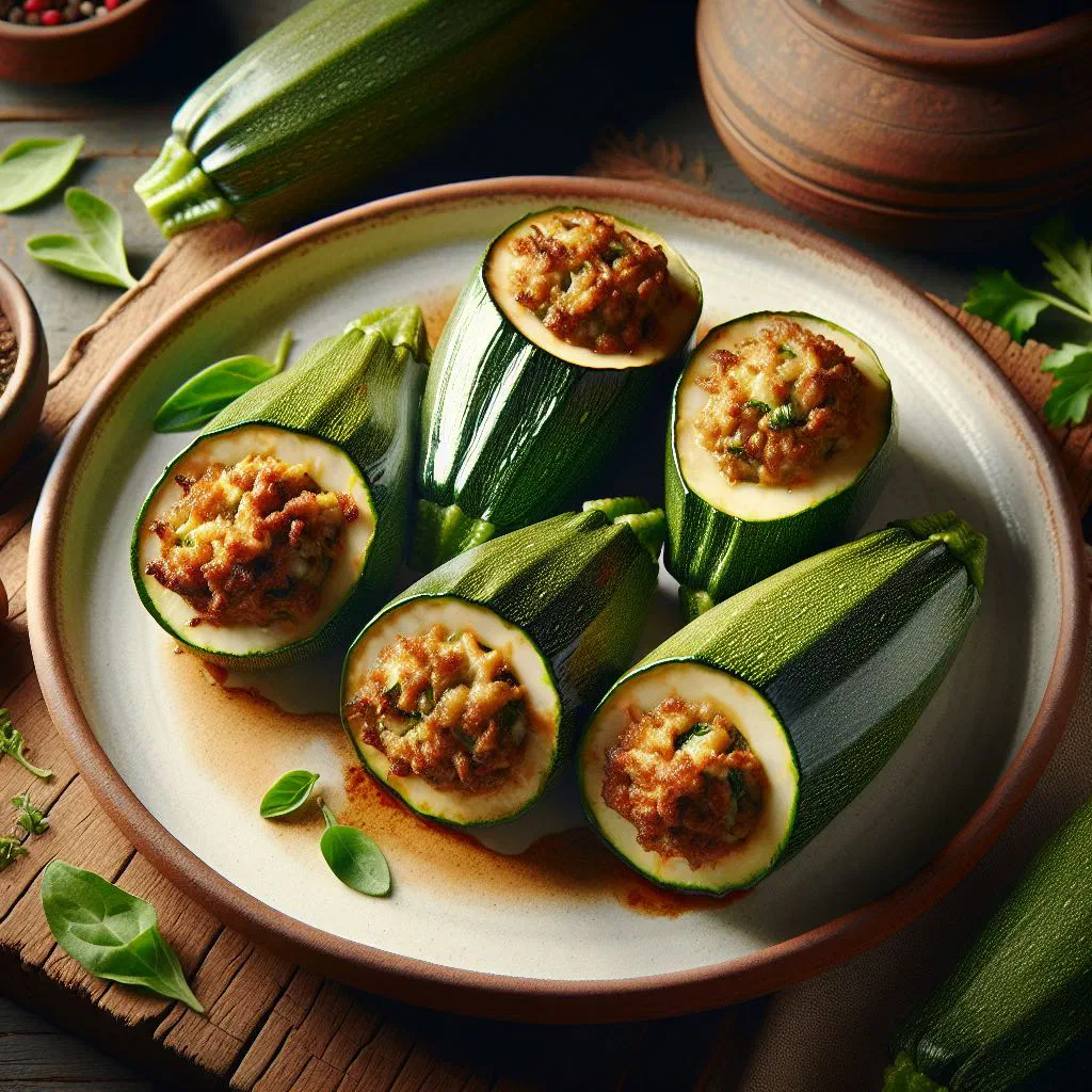 Baked stuffed aubergines filled with spiced mince and rice