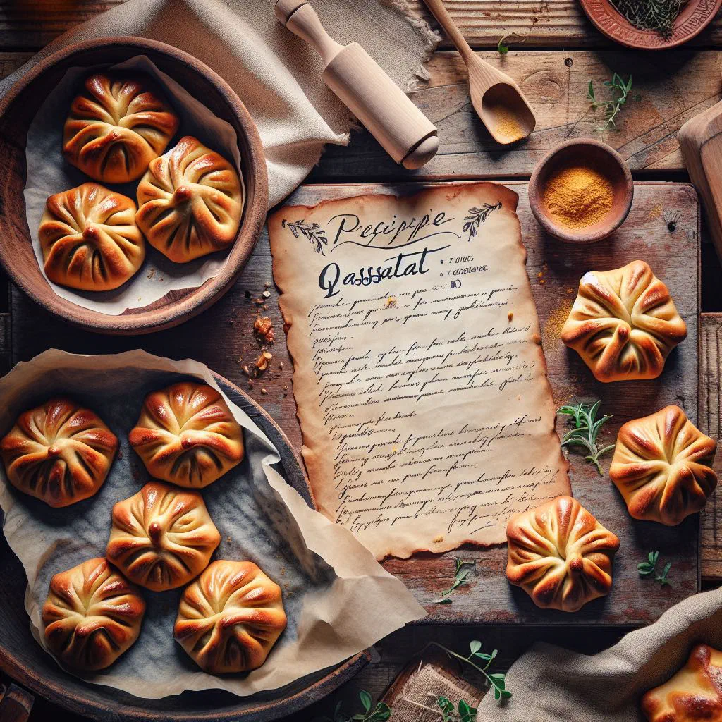 Golden baked Maltese qassatat pastries filled with spinach and ricotta