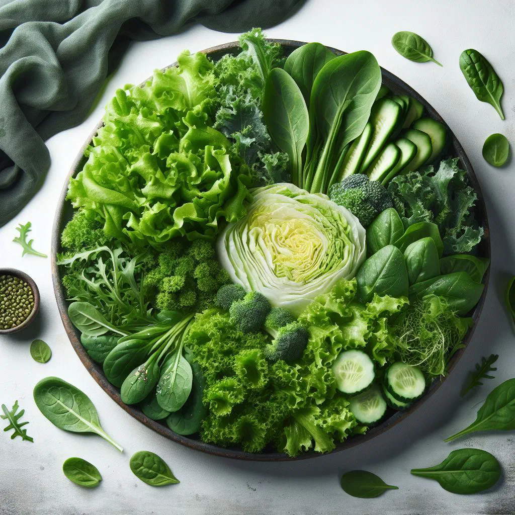 Fresh leafy green salad with cucumber, carrot and avocado in a bowl