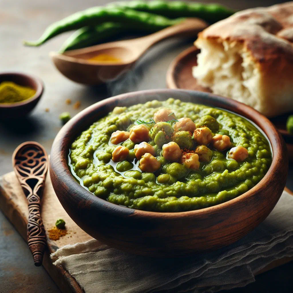 Creamy Mauritanian chickpea soup garnished with fresh parsley and paprika