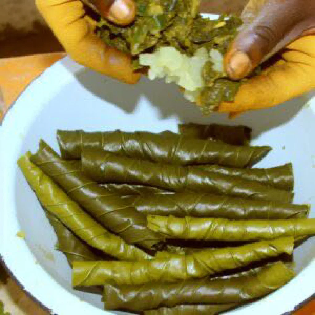 Simmered cassava leaves in a creamy coconut sauce served in a bowl