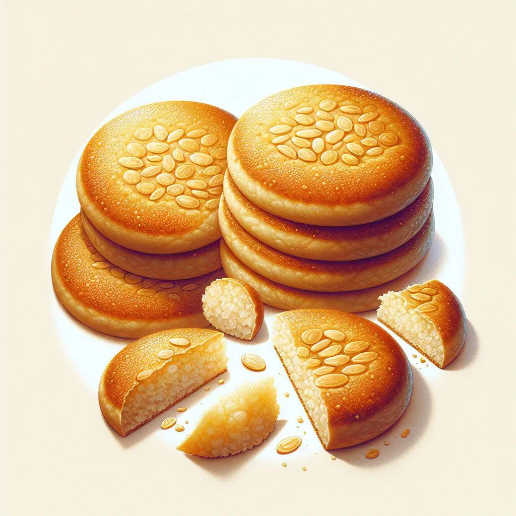 Golden semolina flatbreads stacked on a plate