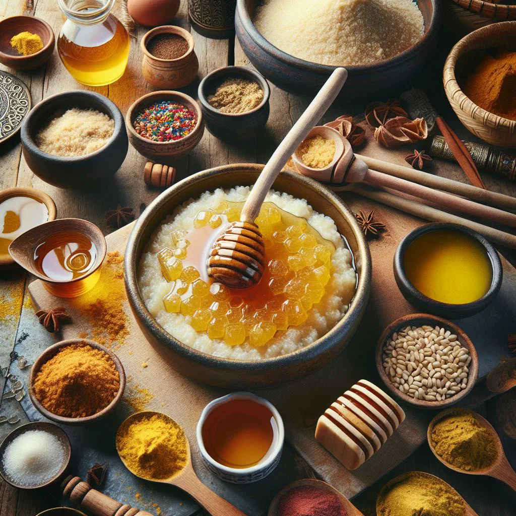 Squares of Mauritanian halwa dusted with chopped nuts