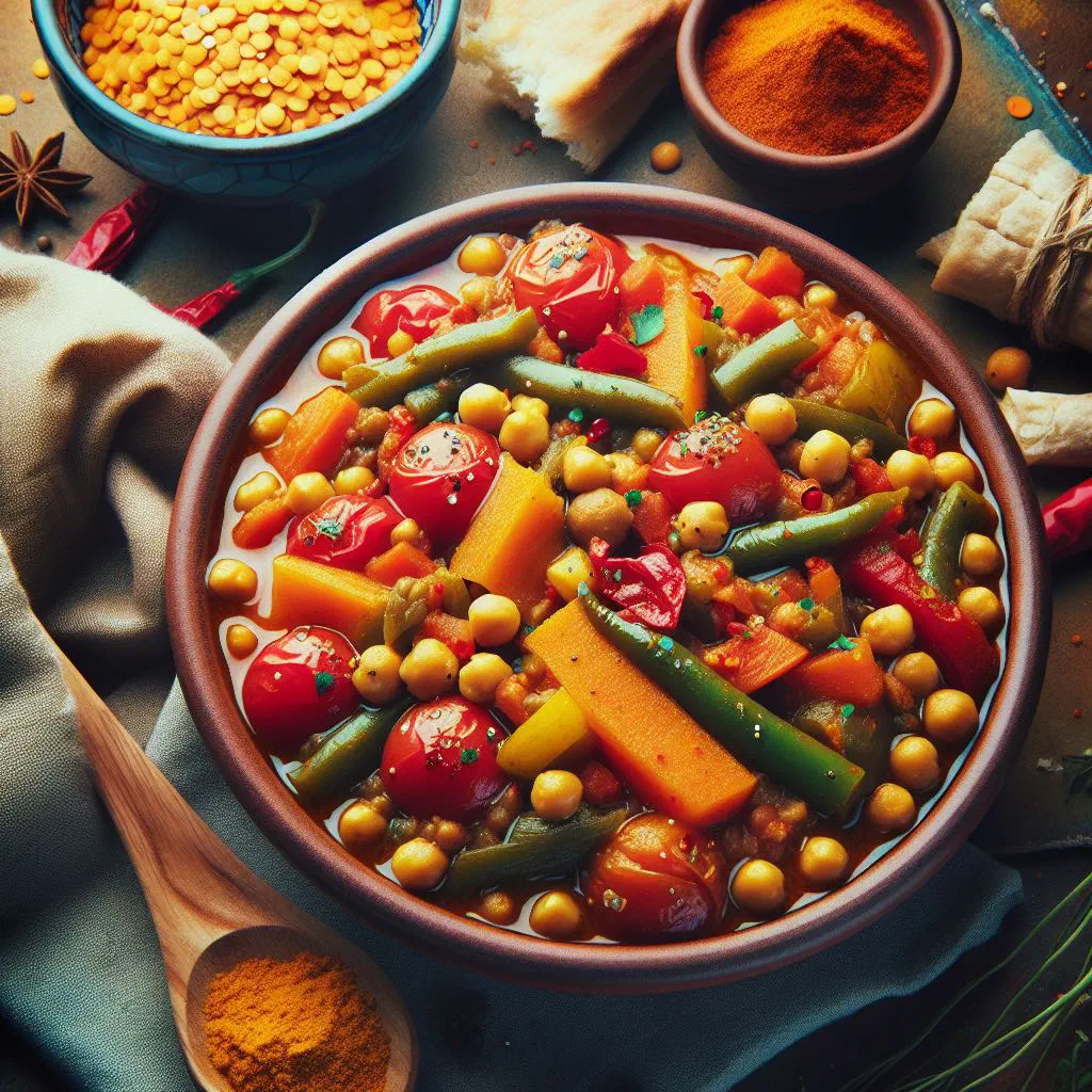 A warming bowl of Mauritanian hrira lentil soup topped with fresh herbs