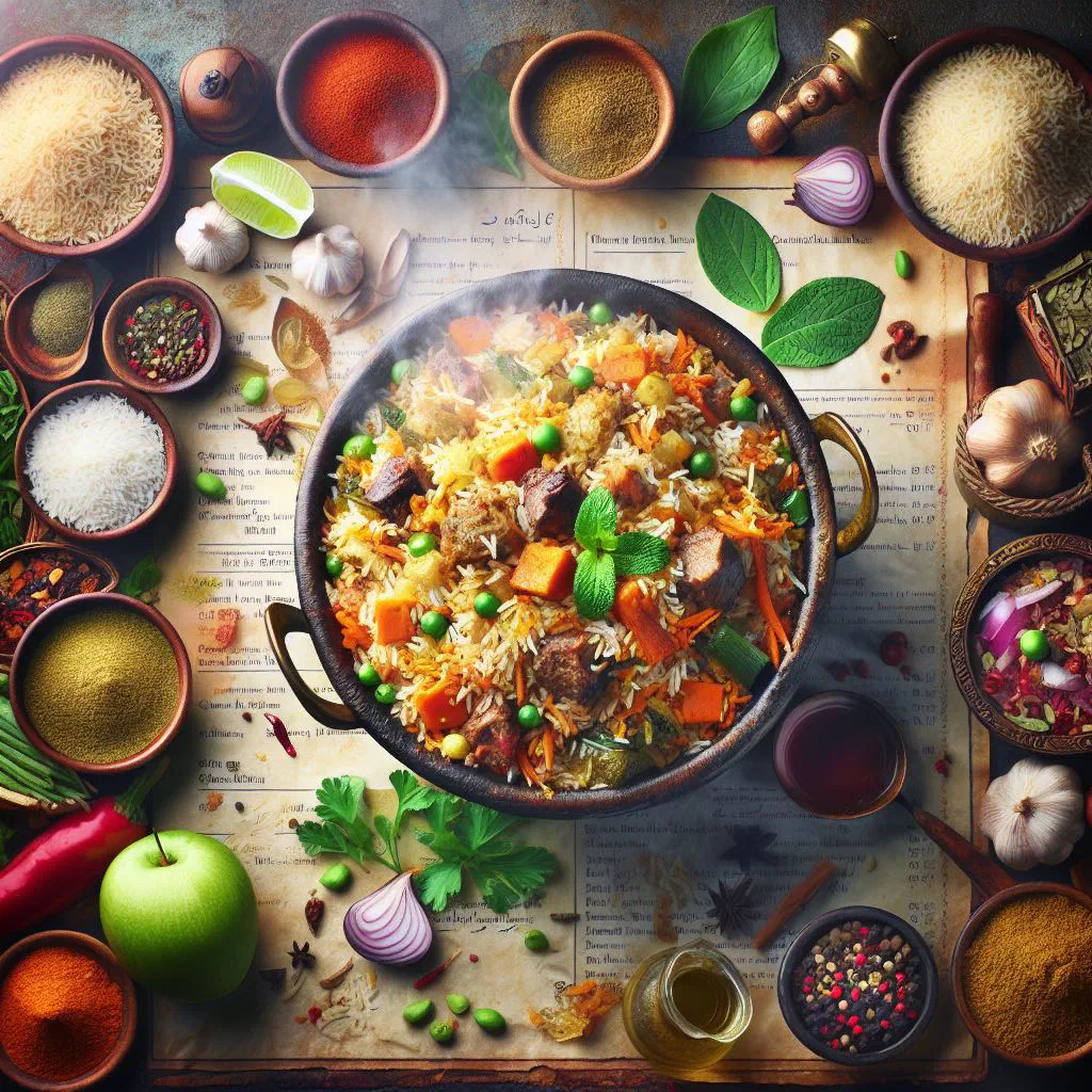 Fragrant Mauritian biryani with spiced rice, tender meat and fresh coriander