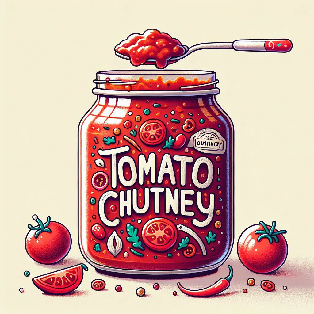 Bowl of Mauritian tomato chutney garnished with fresh herbs