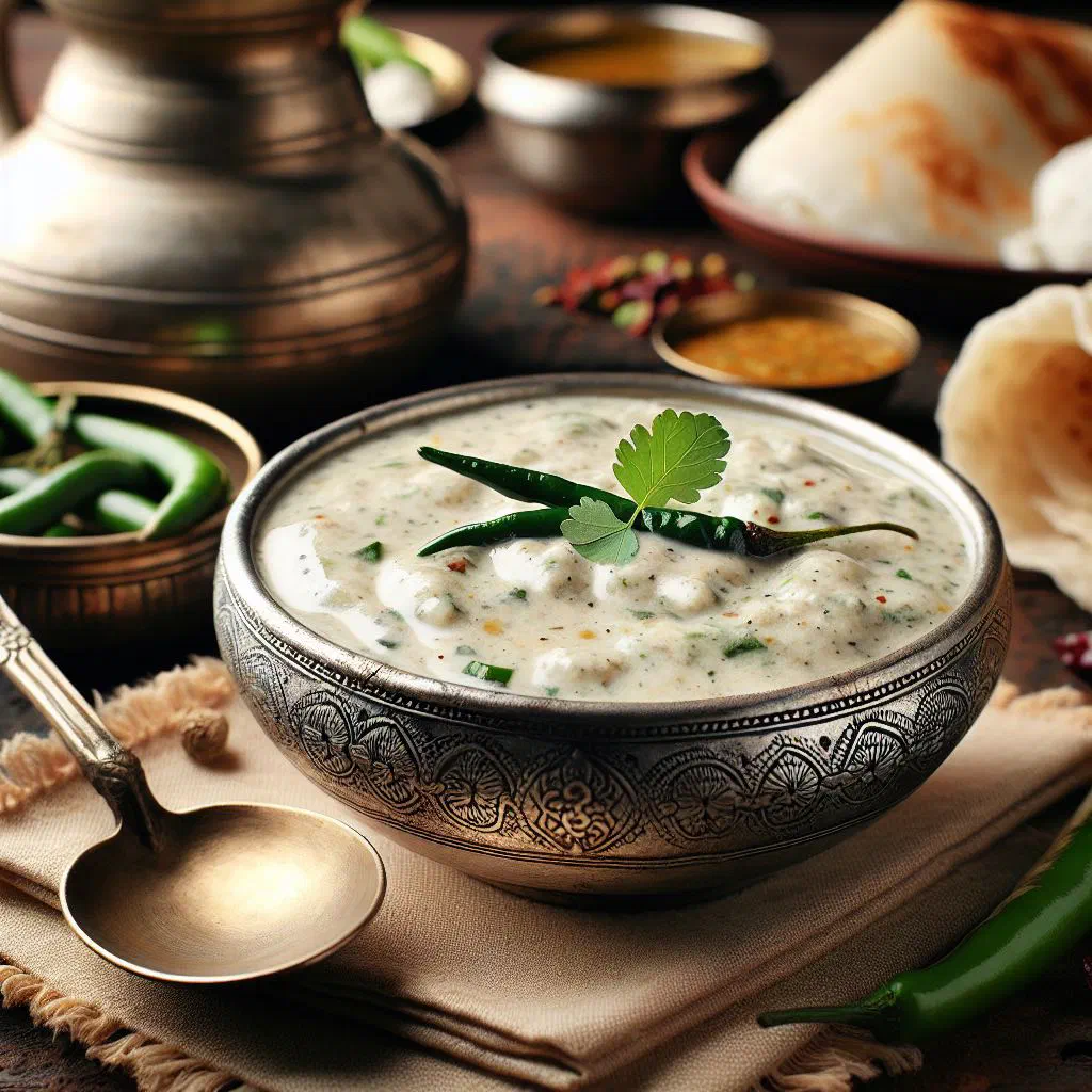 Bowl of fresh Mauritian coconut chutney garnished with herbs