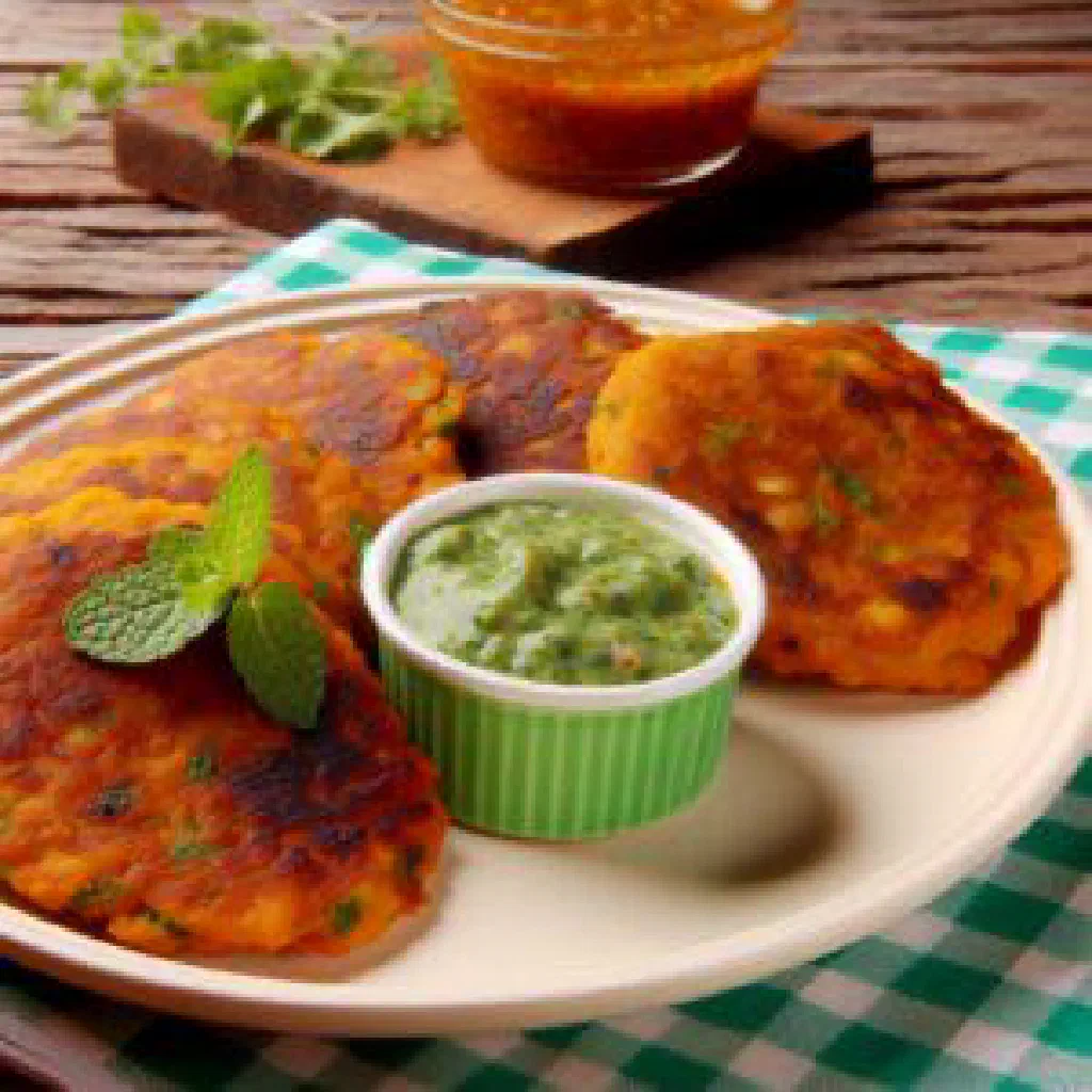 Golden fried Gato d'Ail garlic fritters garnished with fresh coriander