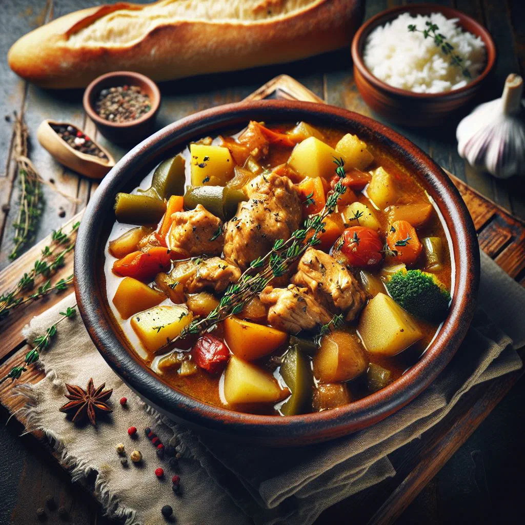 Mauritian rougaille with tender chicken in a rich tomato sauce