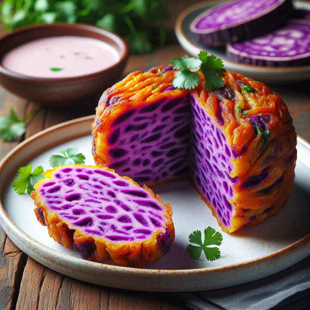 Golden fried taro pieces served as a crispy Mauritian snack