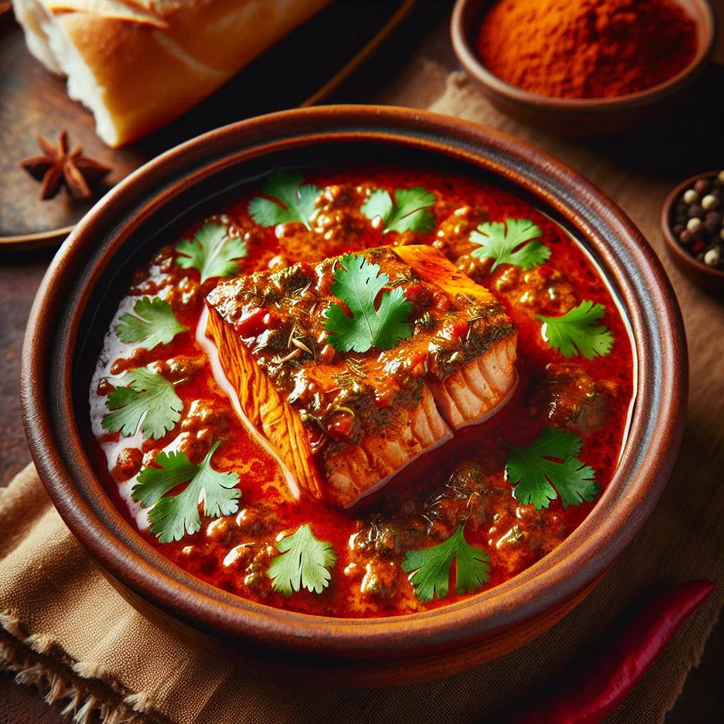 Spiced tuna massale with tomatoes and fresh coriander