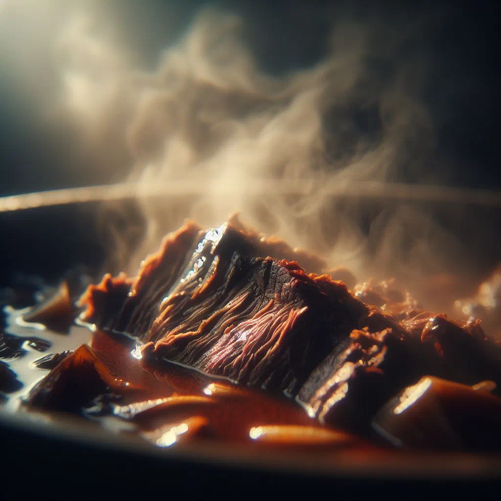 Tender shredded barbacoa beef garnished with fresh coriander and lime