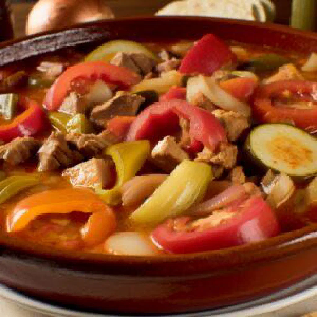 Hearty Mexican cazuela stew served in a rustic clay pot with fresh coriander