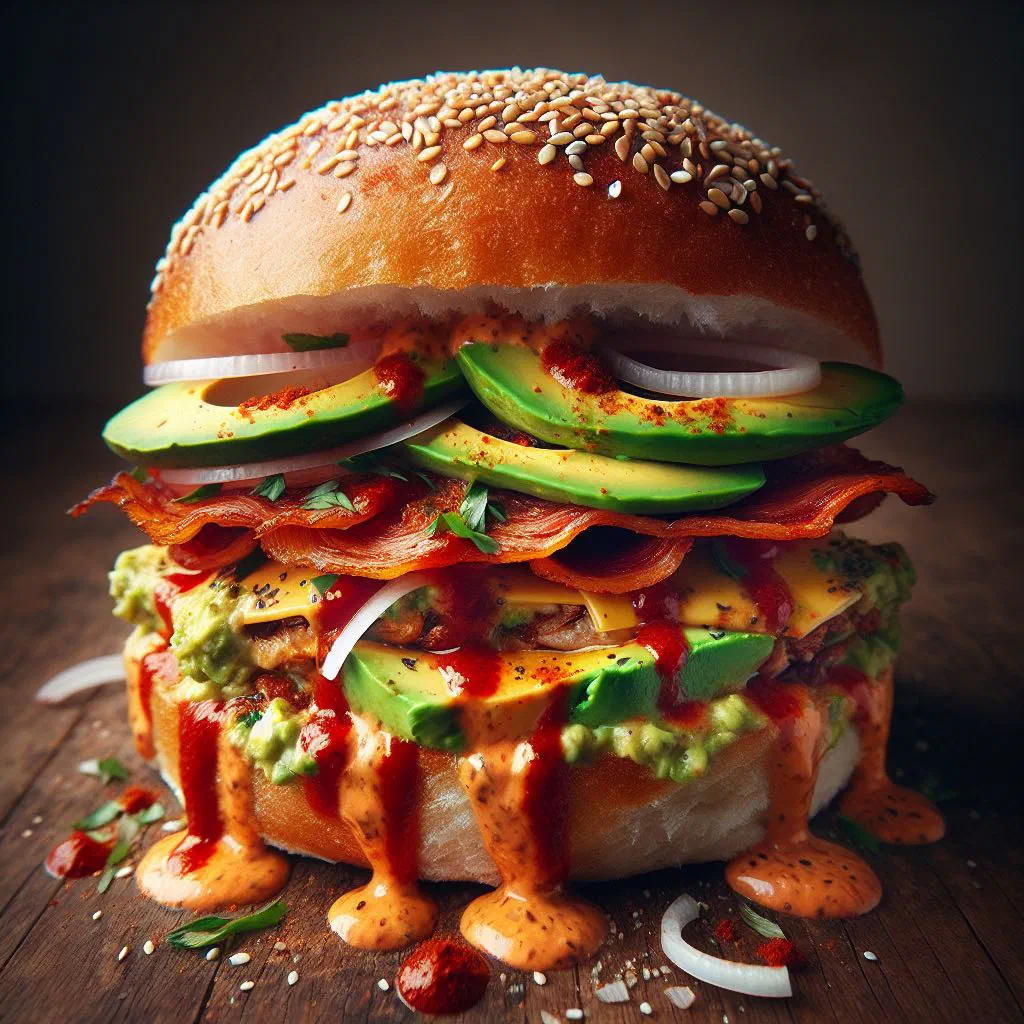 Cemitas poblanas sesame roll filled with pork, avocado and cheese