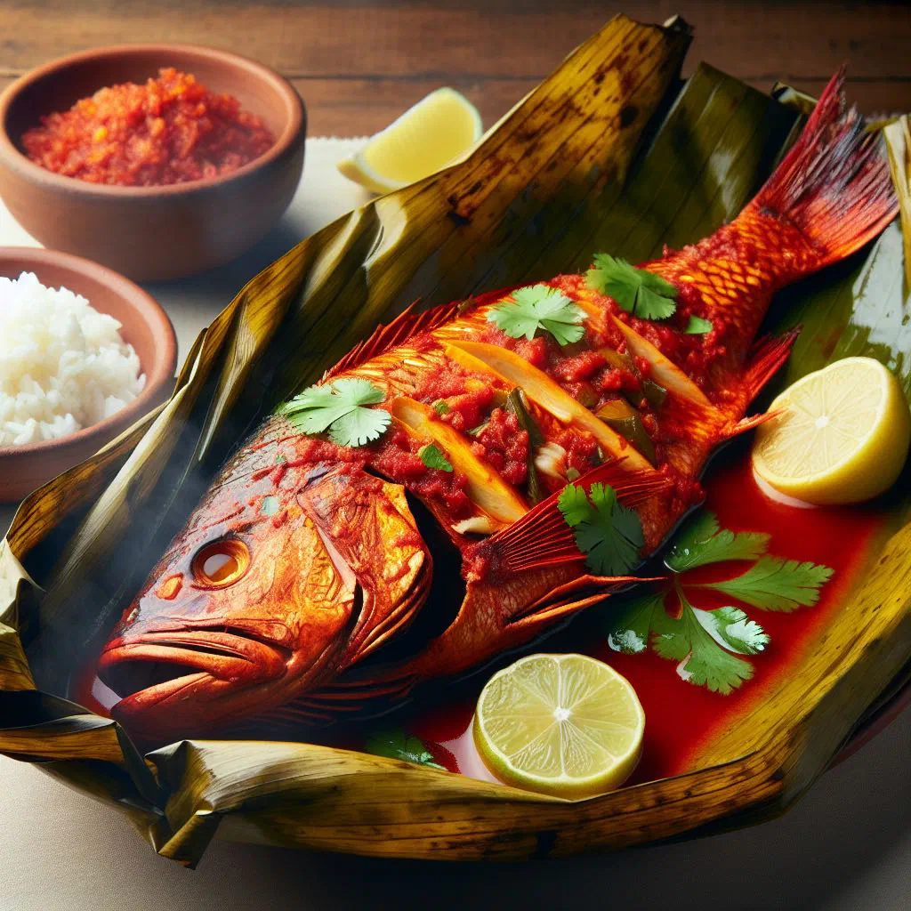 Citrus-marinated fish grilled in banana leaves, Yucatán style