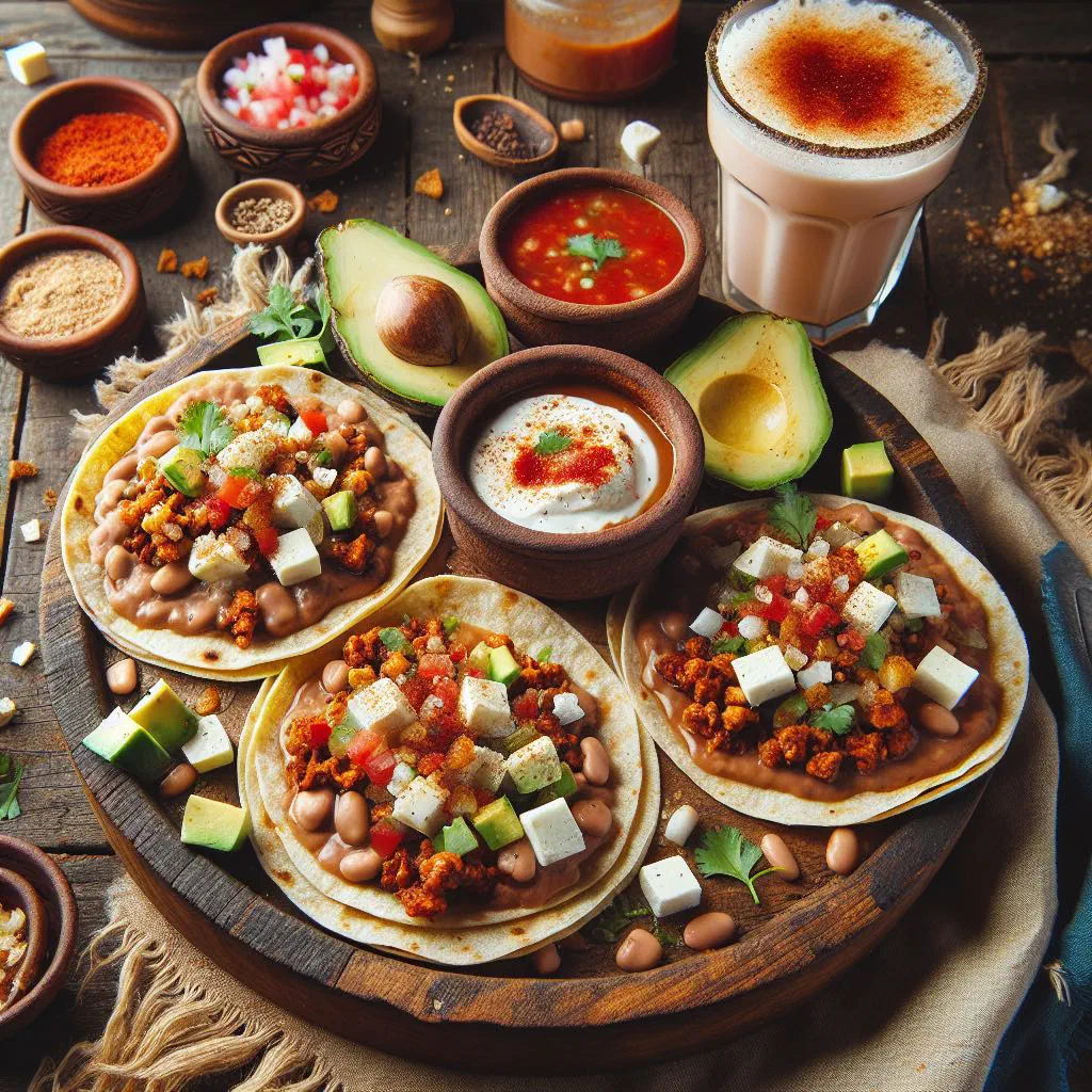 Mexican picaditas, thick corn tortillas topped with salsa and fresh garnishes
