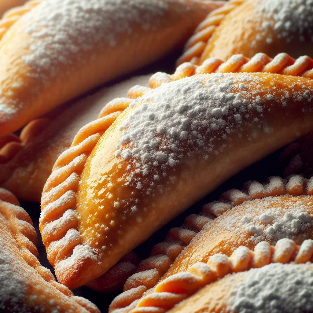 Golden fried sweet potato empanadas dusted with cinnamon sugar