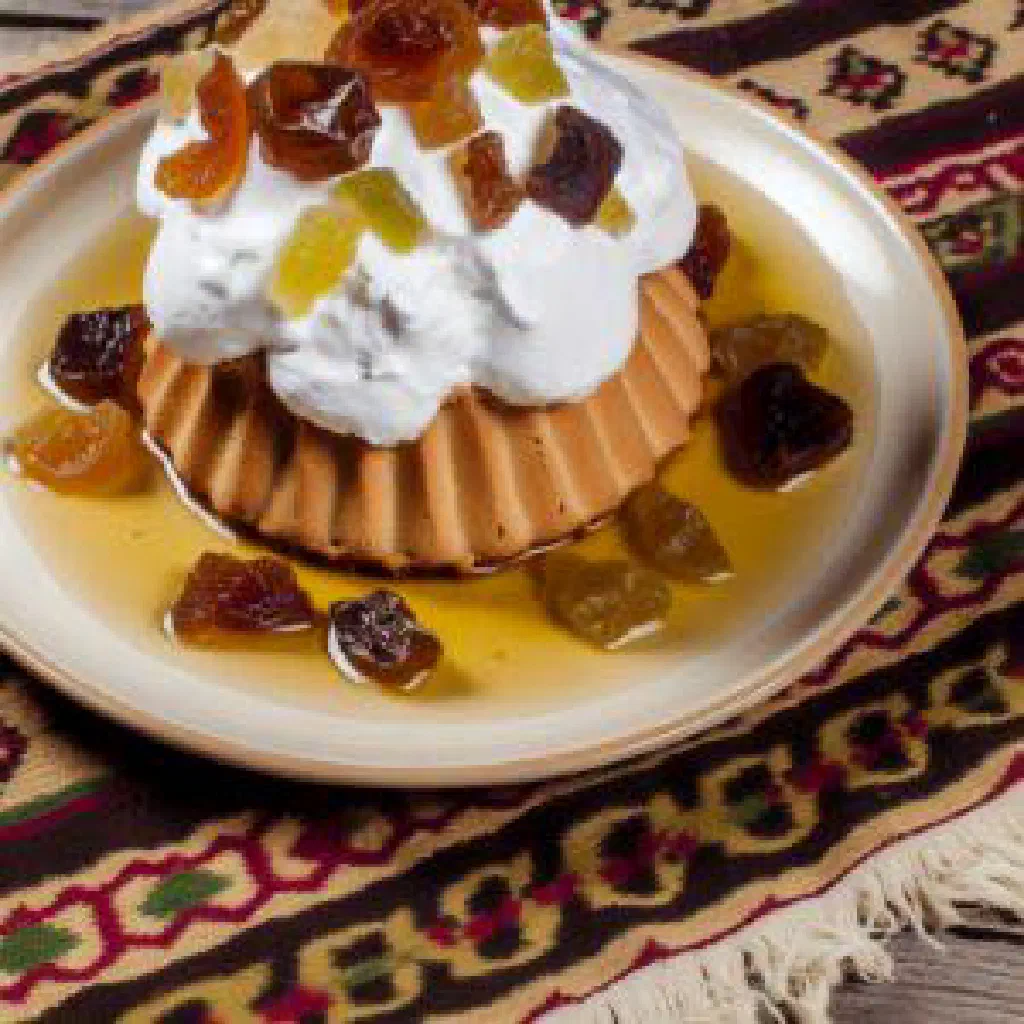 Golden baked Baba Albă studded with raisins and dusted with icing sugar