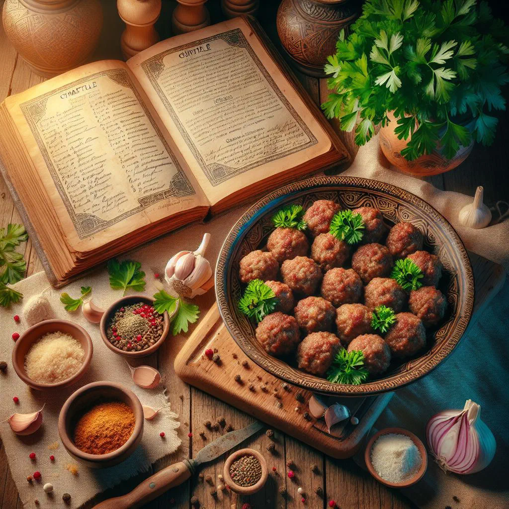 Golden fried Moldovan chiftele meatballs with fresh herbs