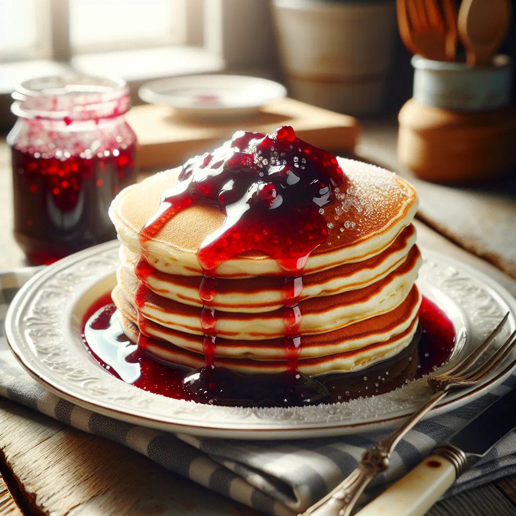 Rolled Moldovan pancakes filled with fruit jam and dusted with icing sugar