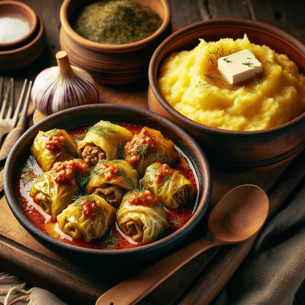 Creamy mămăligă topped with crisp golden pork belly and parsley