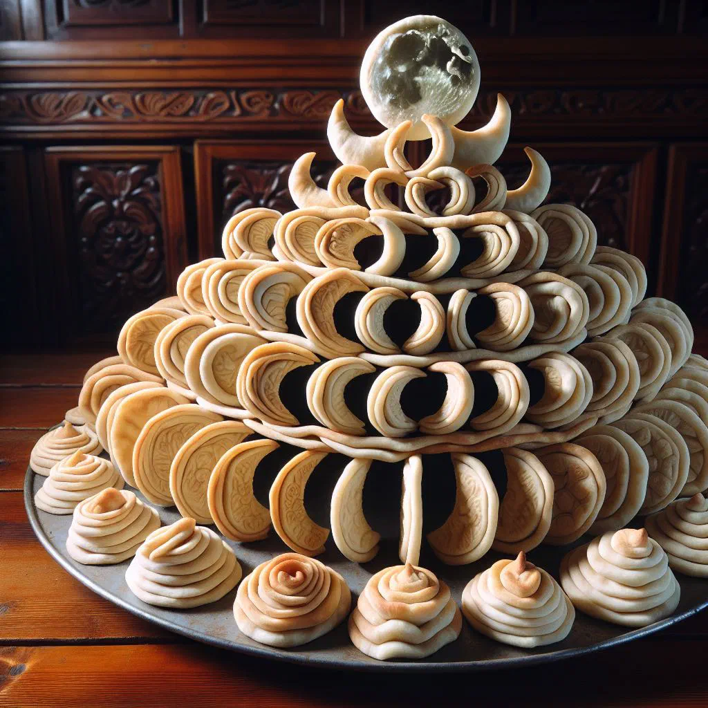 Golden Ul Boov flatbread pieces stacked on a wooden board