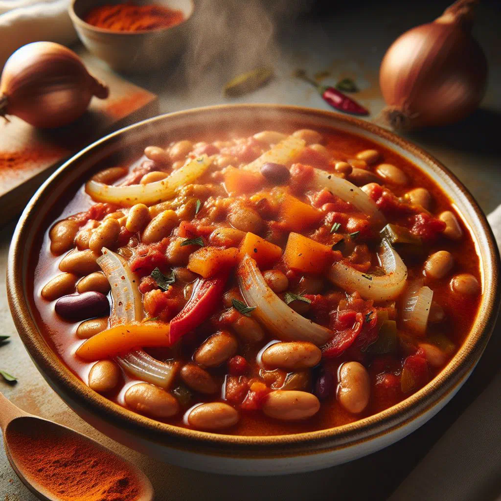 Bowl of Montenegrin pasulj bean soup with smoked meat and parsley