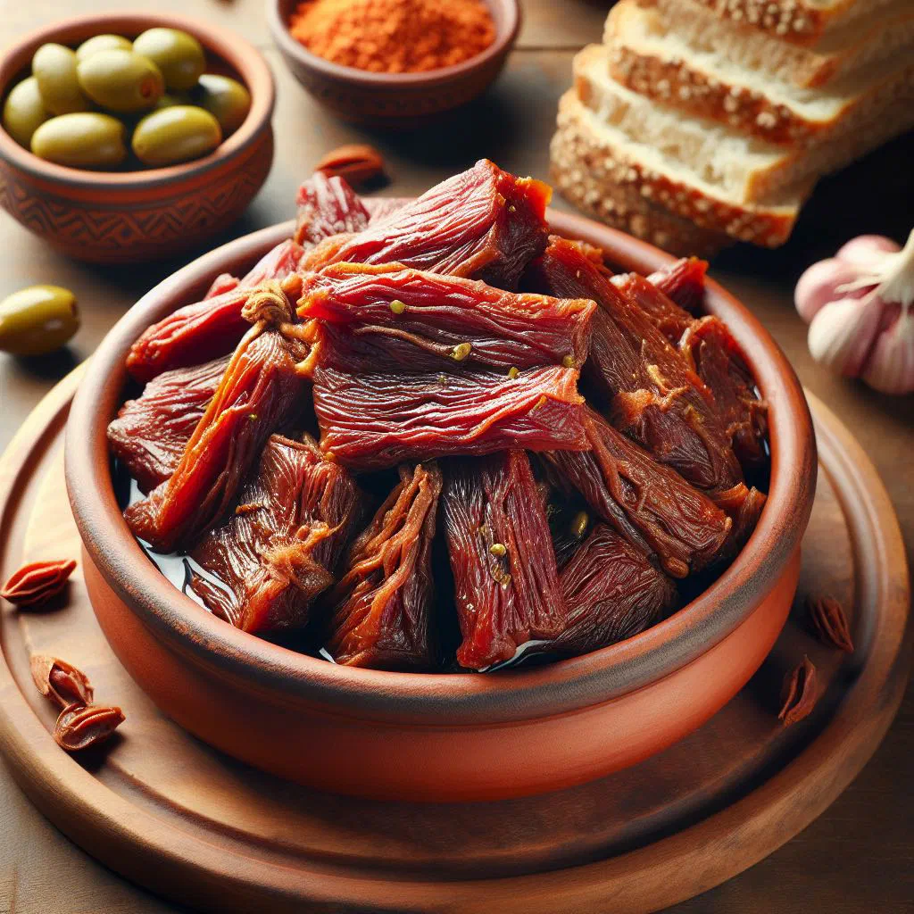 Tender slow-cooked Moroccan khlii served with fresh bread